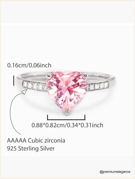 Dainty Sterling Silver Heart Promise Ring with Pink Cubic Zirconia for Women main image 5